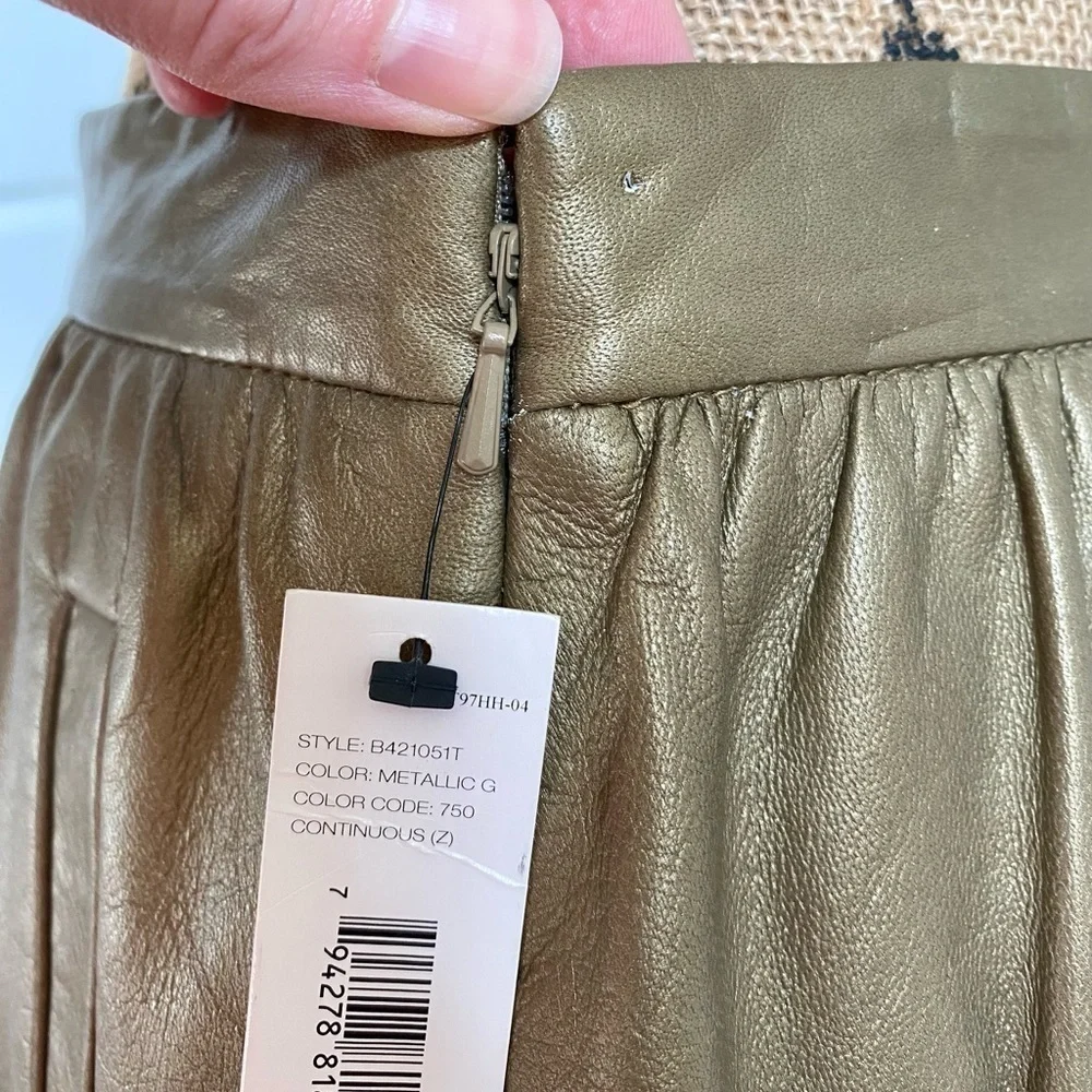 DKNYC NEW Bronze Gold Metallic Leather Skirt Women’s Size 4 NWT